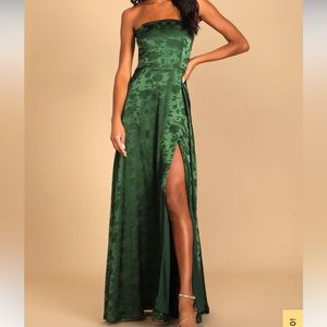 Green satin gown— worn once